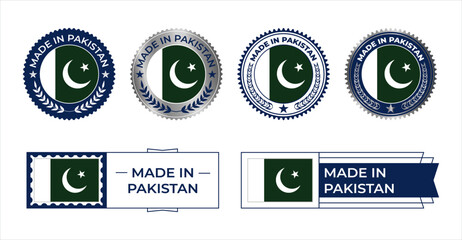 Pakistan Flag Stamp. Made in Stamp Isolated in White Background. Symbol, Vector, Icon, Illustration.