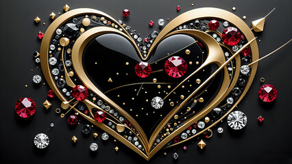 Abstraktion Rubinherz auf Schwarz 16x9. Hintergrund f&uuml;r das Design 5.