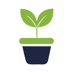 ornamental plant logo icon. Symbol of a thriving potted plant vector illustration.