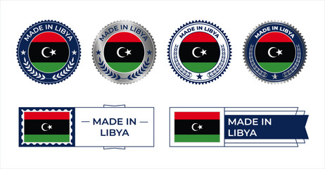 Libya Flag Stamp. Made in Stamp Isolated in White Background. Symbol, Vector, Icon, Illustration.