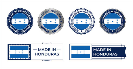 Honduras Flag Stamp. Made in Stamp Isolated in White Background. Symbol, Vector, Icon, Illustration.