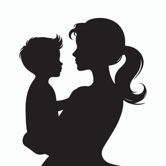 happy mother and child silhouette vector