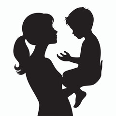 happy mother and child silhouette vector