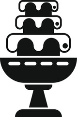 Chocolate fountain dripping over tiers icon, simple style