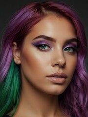 Fototapeta premium Portrait of a girl with purple hair