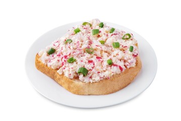 Radish butter sandwich n a white isolated background