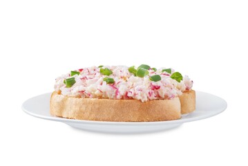 Radish butter sandwich n a white isolated background