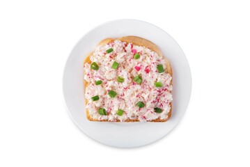 Radish butter sandwich n a white isolated background