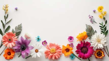 Obraz premium Arrangement of vivid spring flowers, isolated on white backdrop