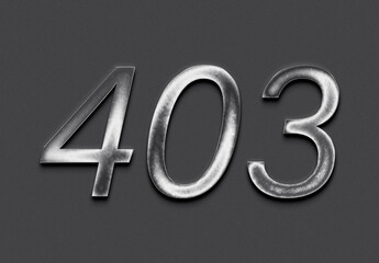 Chrome metal 3D number design of 403 on grey background.