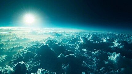 Fototapeta premium A view of the sun and clouds from above.