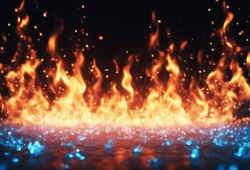 magical blue 3d background flames rendering element fire bar b q black cold at