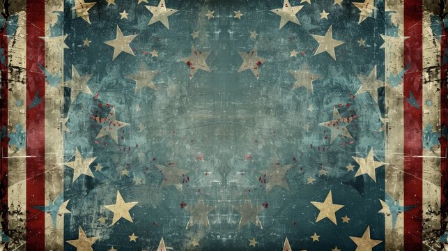 Vintage background with colors and elements of the American flag