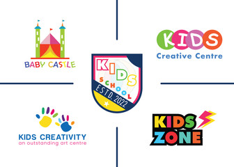Vibrant and Playful Kids Logos Collection for Creative Centers