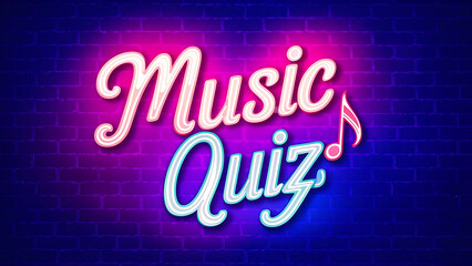music quiz sign, neon light
