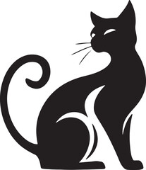 A cat logo silhouette vector art illustration