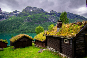 Breng seter, the beautiful old farm by the lake Lovatnet
