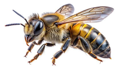 A stunning bee is flying isolated on transparent