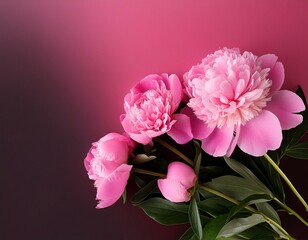 Fototapeta premium AI Generated Image Peonies on a bright smooth pink background Mother’s Day concept 