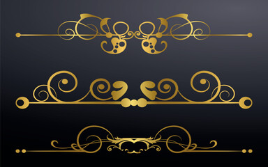 Collection of vintage frames. Vector on black background