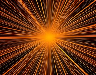 Fototapeta premium orange neon rays zoom motion effect on plain black background 