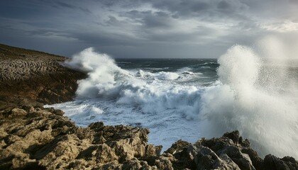 Stormy sea wave with foamy splash 