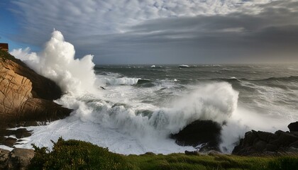 Stormy sea wave with foamy splash 