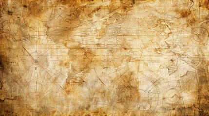 Empty Background of Old Nautical Chart: Vintage Maritime Map, Antique Ocean Navigation