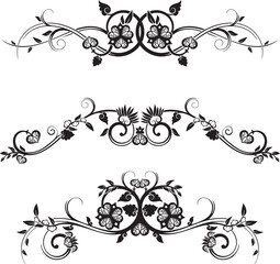 Vector set of traditional Japanese floral ornaments and Oriental decorative designs. Extremely clean vector lines, vinyl and laser ready.