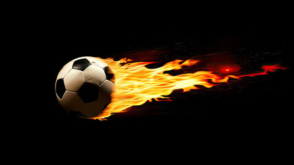 Fototapeta premium Fire Soccer Ball Isolated on Black Background: Fiery Sports Equipment, Flaming Football, Dynamic Sports Image, High-Energy Ball, Intense Heat, Burning Soccer Ball, Athletic Icon, Sports Photography