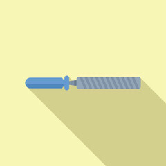 Metalwork file tool with blue handle for shaping and sharpening metal objects