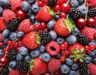 Saftige Waldbeerenf&uuml;lle - Frische Beeren im Hintergrund