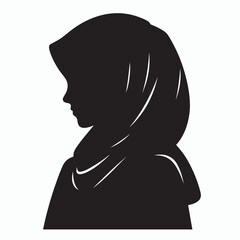 muslim girl head silhouette vector