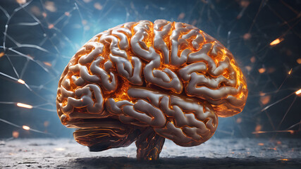 Brain energy technology electric illustration, Generative AI