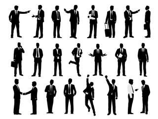 Silhouettes of business people on a white background. Vector illustration