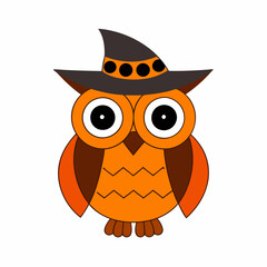 Halloween Owl with Halloween hat vector silhouette white background