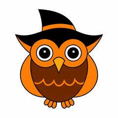Halloween Owl with Halloween hat vector silhouette white background