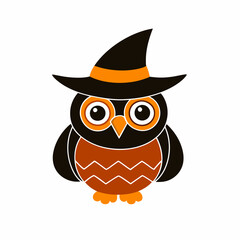 Halloween Owl with Halloween hat vector silhouette white background
