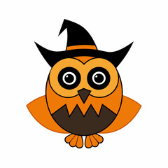 Halloween Owl with Halloween hat vector silhouette white background