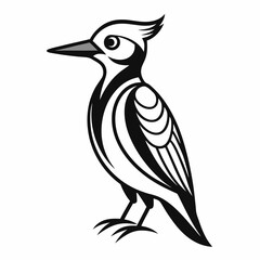 Woodpecker vector silhouette white background