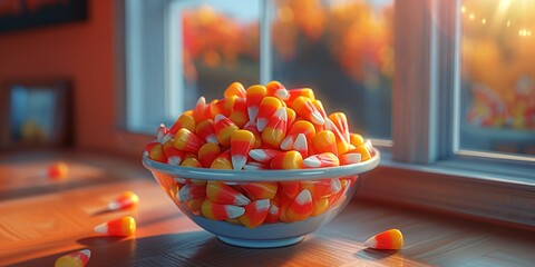 National Candy Corn Day candy corn in a bowl, October 30th