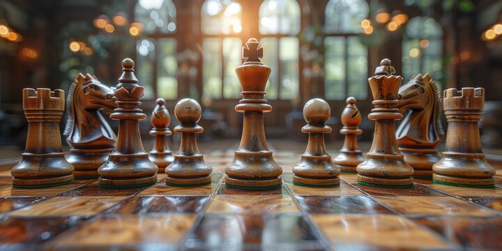 National Chess Day chess board with pieces, October 9th