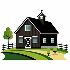 farm House in black color vector white background