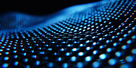 Abstract Blue Mesh Waveform with Glowing Dots