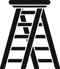 Simple icon of a step ladder standing with platform for working at height