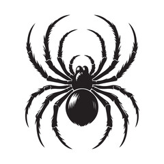 Black spider silhouette vector on white background