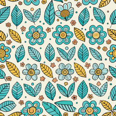 groovy floral pattern vector background.