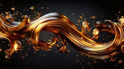 Obraz premium Hypnotic golden swirls forming a dynamic and elegant pattern, perfect for a sophisticated wallpaper design