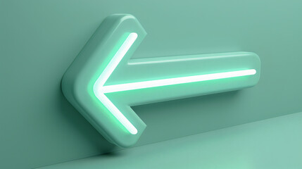 Green illuminated arrow pointing left on a green background