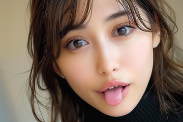 可愛い女の子の舌